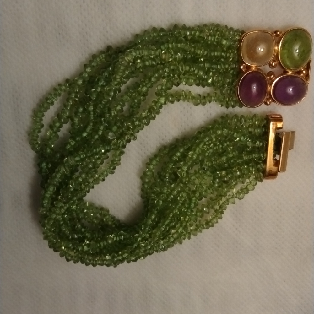 Rajola 18K Italian 4 stone Cabochon Bracelet Peridot beaded bracelet